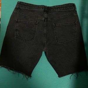 TOPMAN cutoff black denim shorts